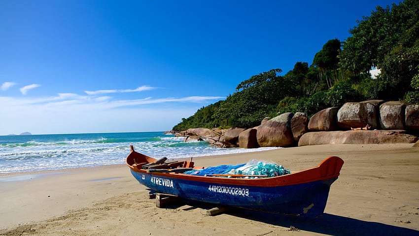 Landschaftsansicht des Strandes Barra da Lagoa [1600x900] für Ihr Mobiltelefon, Ihr Tablet und Ihr Mobiltelefon HD-Hintergrundbild