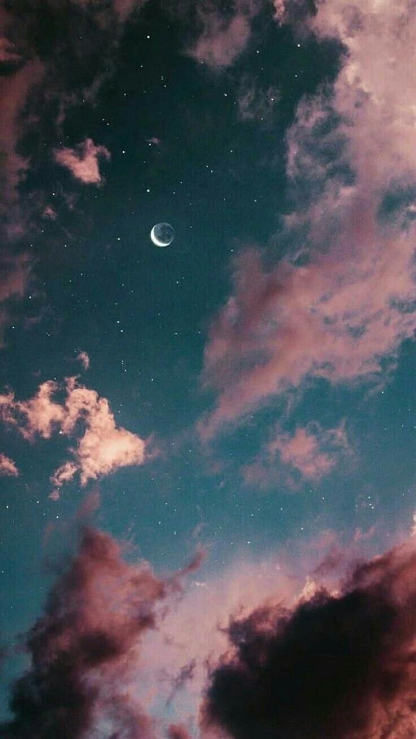 Затъмнение Луна Синьо небе пълно със звезди и ...идея, небесно розова естетика HD тапет за телефон