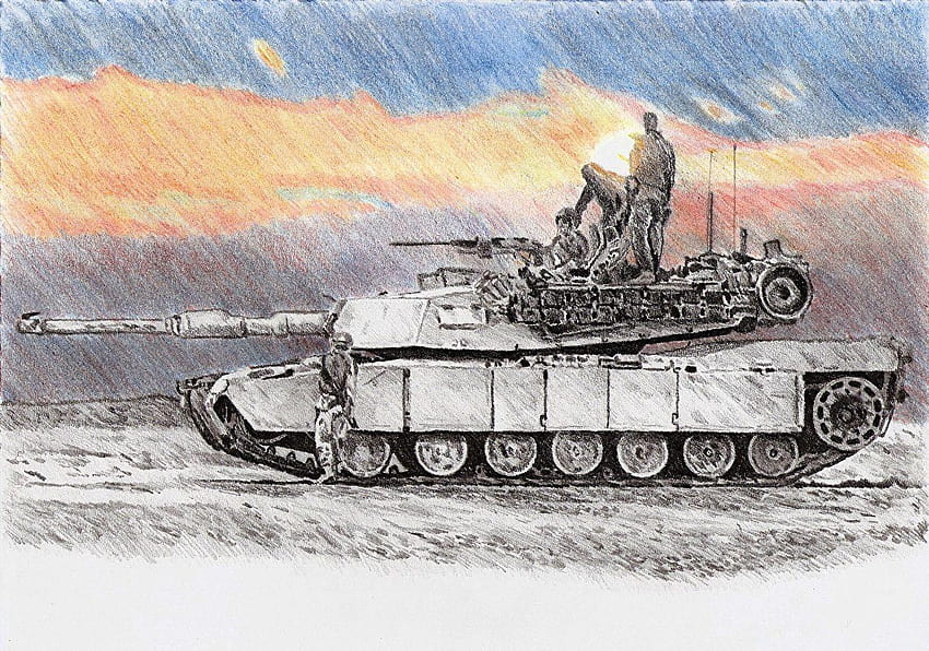 M1 Abrams Tanks American in Iraq Painting Art Army HD wallpaper
