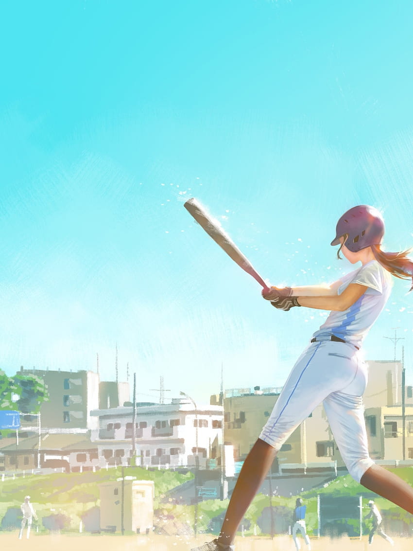 1536x2048 Anime Girl, joueur de baseball, terrain, batte de baseball pour Apple iPad Mini, Apple IPad 3,4, anime baseball Fond d'écran de téléphone HD