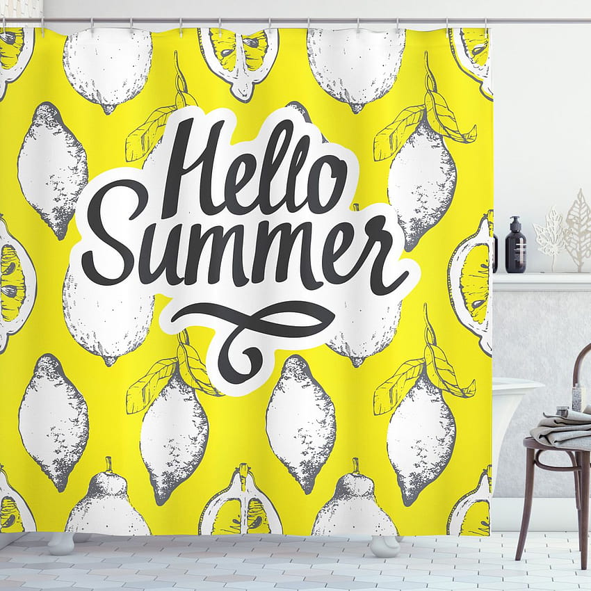Retro-Sommerzeit-Zitronen-Duschvorhang HD-Handy-Hintergrundbild