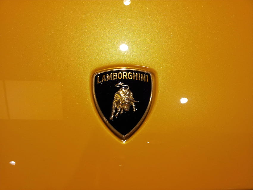 Yellow Lamborghini Logo, logo lamborgini HD wallpaper