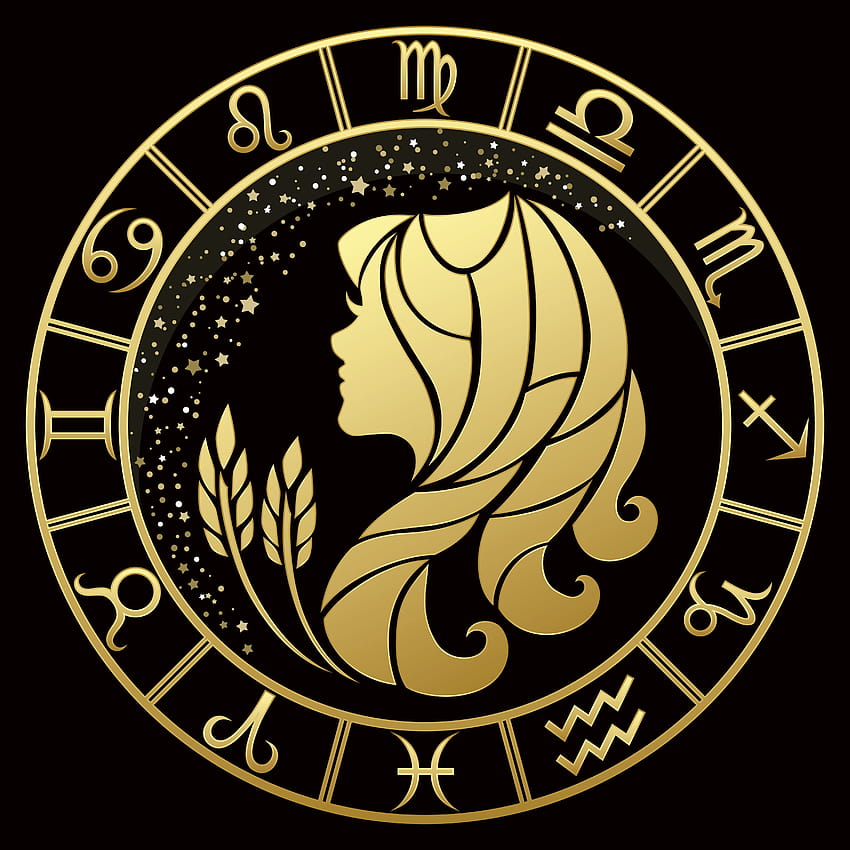 Signo do zodíaco de Virgem dourado em fundos pretos 600 x 1024, horóscopo de virgem Papel de parede de celular HD