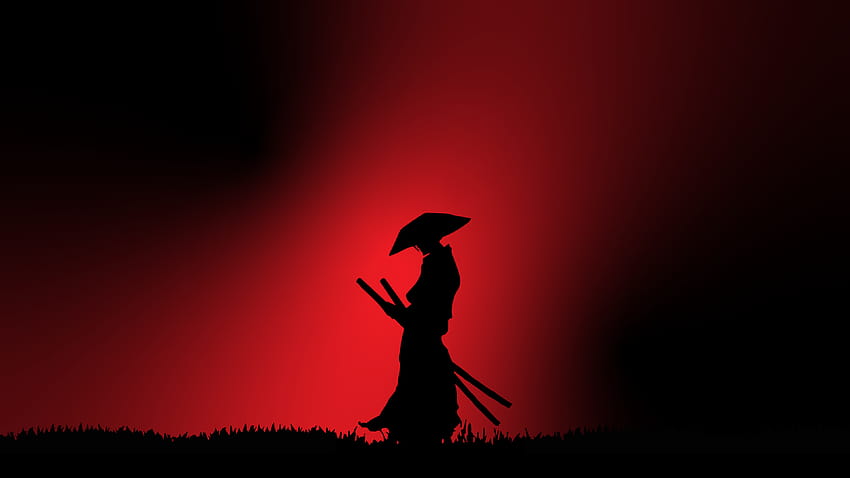 Samuraj czerwony, ciemnoczerwony ninja Tapeta HD