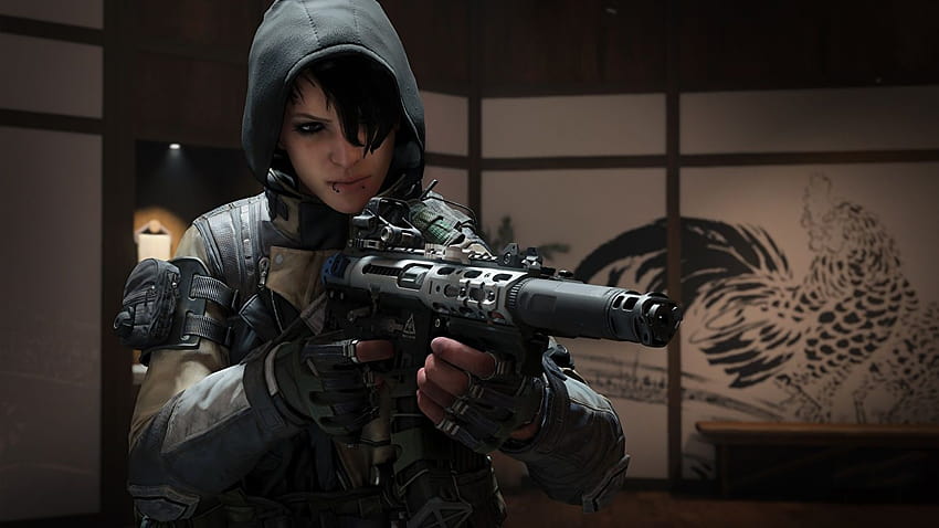 Call of Duty warrior Assault rifle Black Ops 4 1366x768, call of duty women HD wallpaper