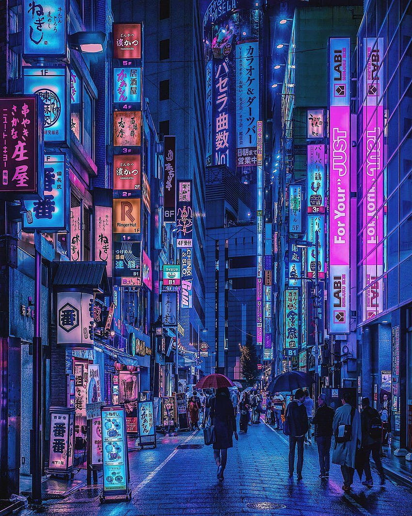 日本 on Twitter, japanese city neon anime HD phone wallpaper