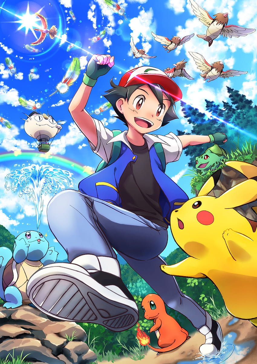 Pokémon Ash, Pokémon Ash y Serena fondo de pantalla del teléfono