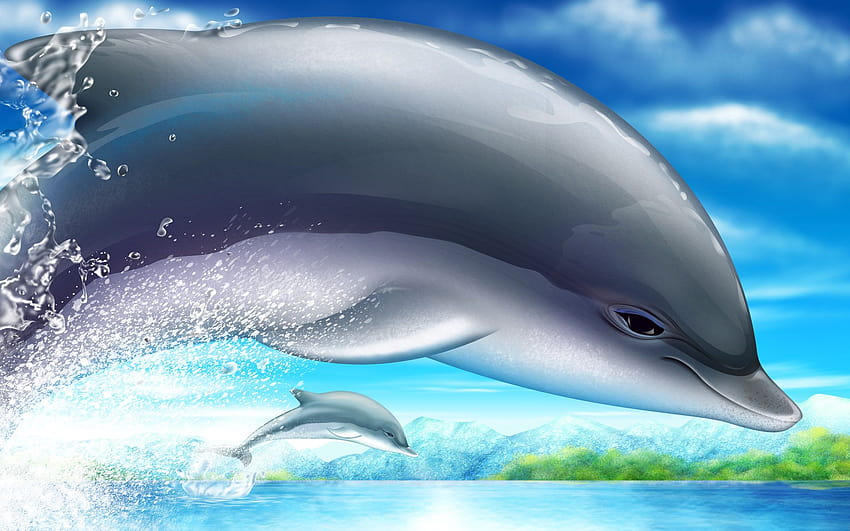 Delfín animado, Clip Art, Clip Art en, delfín de cristal fondo de pantalla  | Pxfuel