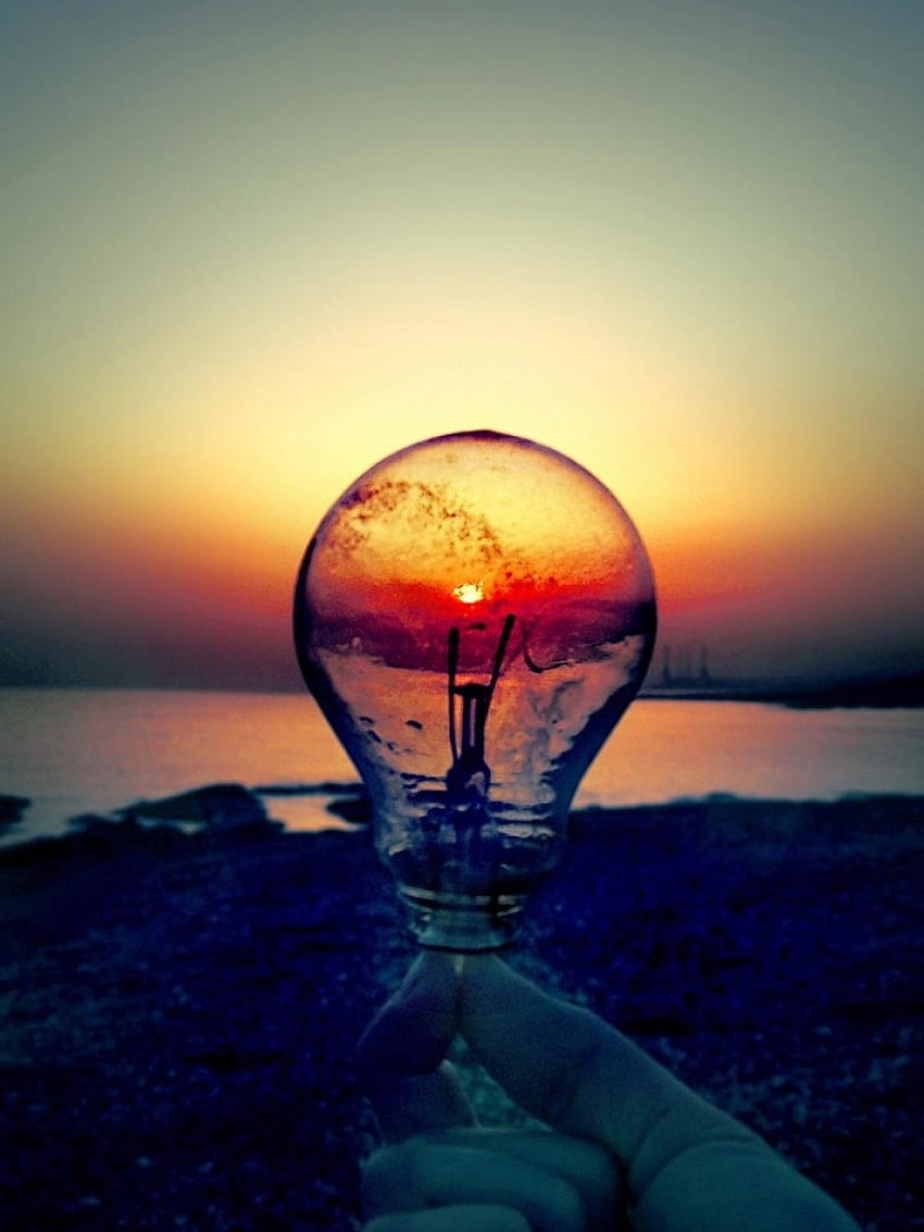Light Bulb Sunset Beach Android HD phone wallpaper