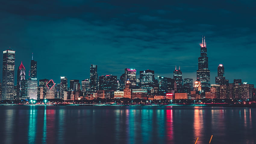 4K Free download | Chicago, Night, City lights, Cityscape, Reflections ...