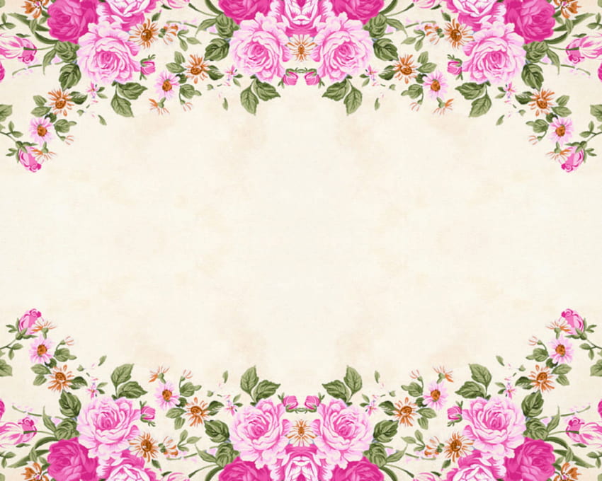 Floral frame with pink flowers on top and bottom, border • For You For & Mobile HD wallpaper