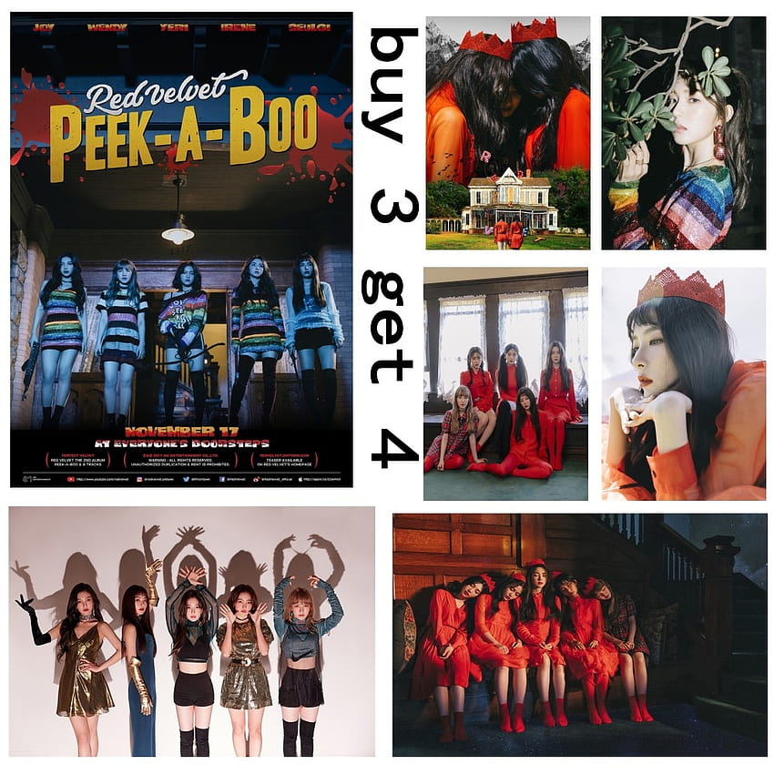 완벽한 Red Velvet Peek A Boo 포스터 K 팝 음악 벽 스티커 흰색 코팅 용지 포스터 인쇄 Clear Home decor HD 전화 배경 화면