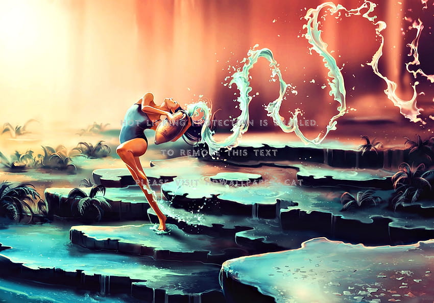 dancing zodiac aquarius girl water art blue HD wallpaper