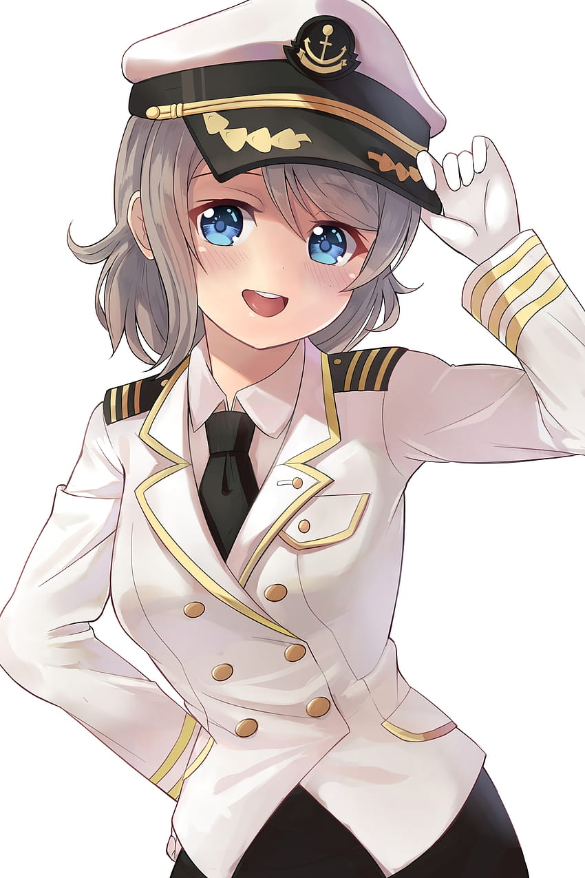 Anime Anime Girls Love Live Love Live Sunshine Kurzes Haar Graues Haar Blaue Augen Hut Uniform Watanabe Y, Polizist Anime HD-Handy-Hintergrundbild