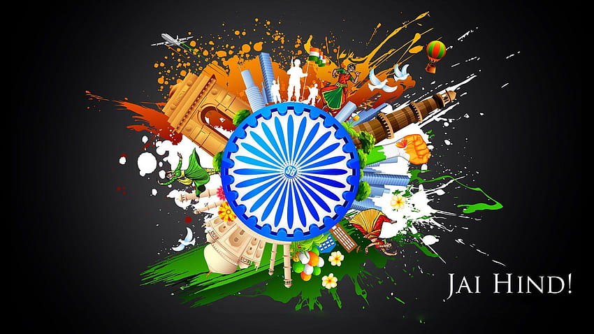 ハッピー独立記念日、インドの旗 高画質の壁紙