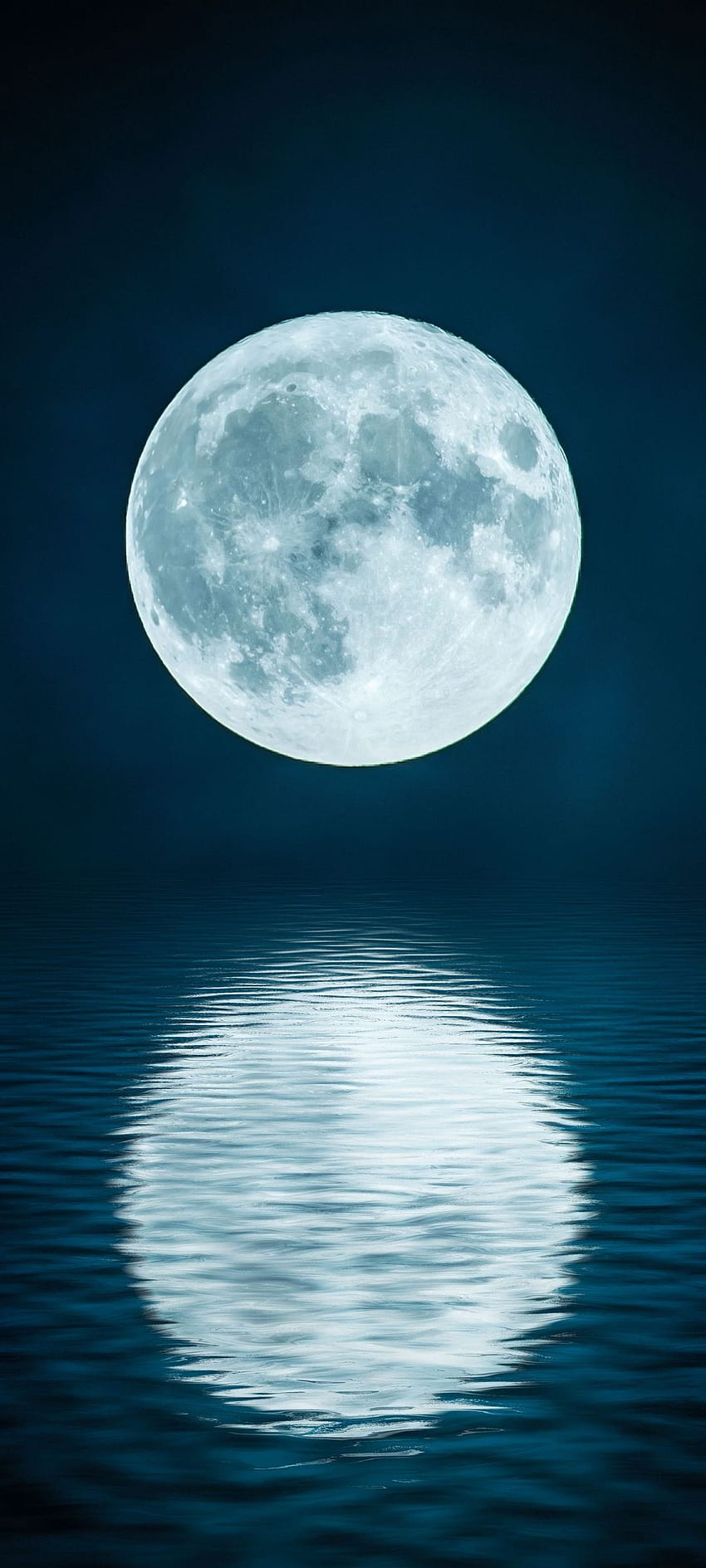 Téléphone de réflexion d'eau de pleine lune, lune avec de l'eau Fond d'écran de téléphone HD