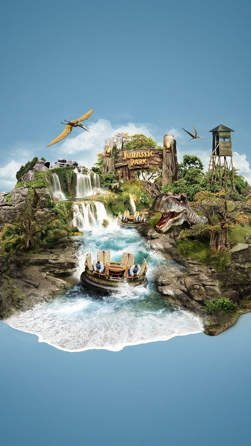 Jurassic Park, Dinosaurs, Island, , Creative Graphics, water park HD phone wallpaper