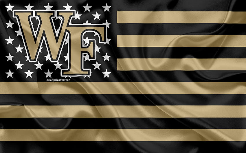 Wake Forest Demon Deacons, American football team, black gold flag, NCAA, Winston HD wallpaper