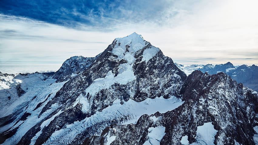 マウント クック, 頂上, 雪が覆われた, 山, ニュージーランド、自然 高画質の壁紙