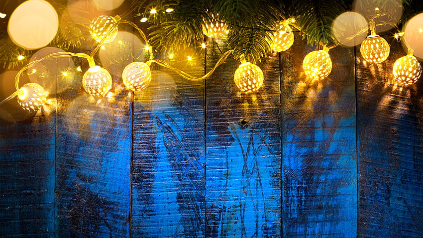 New year Balls Fairy lights 3840x2160, fairy lights lamp HD wallpaper