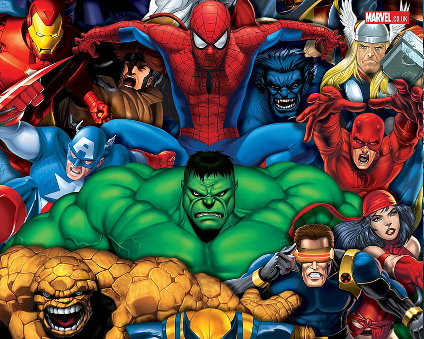 Marvel Cartoon Group, dibujos animados de superhéroes fondo de pantalla