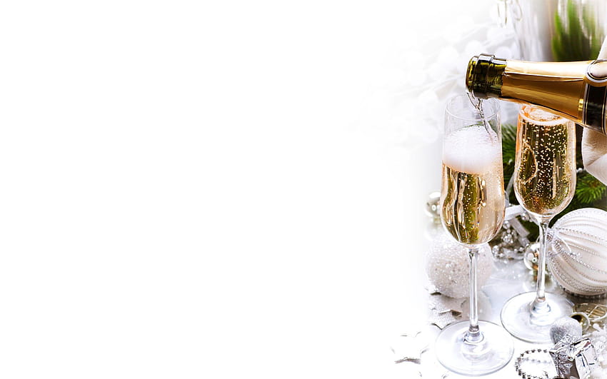 2560x1600 Christmas Decorations, Balls, Champagne, Glasses, Drink HD wallpaper