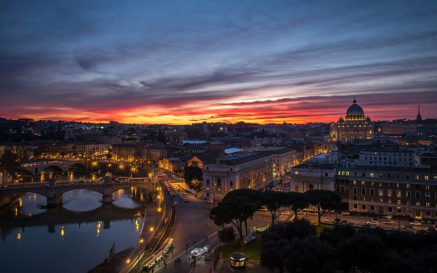 Rome , Beautiful, Clouds, Darkness, Natural, Sundown, World, rome spring HD wallpaper
