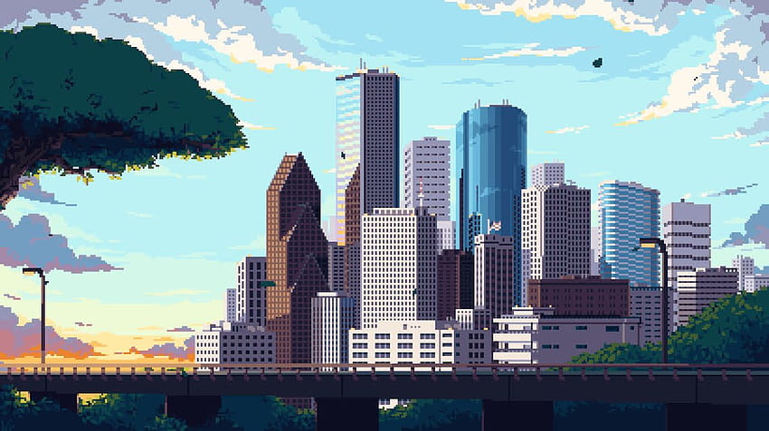 Pixel Animation City Skylines GIF oleh iSaith, kota animasi Wallpaper ...