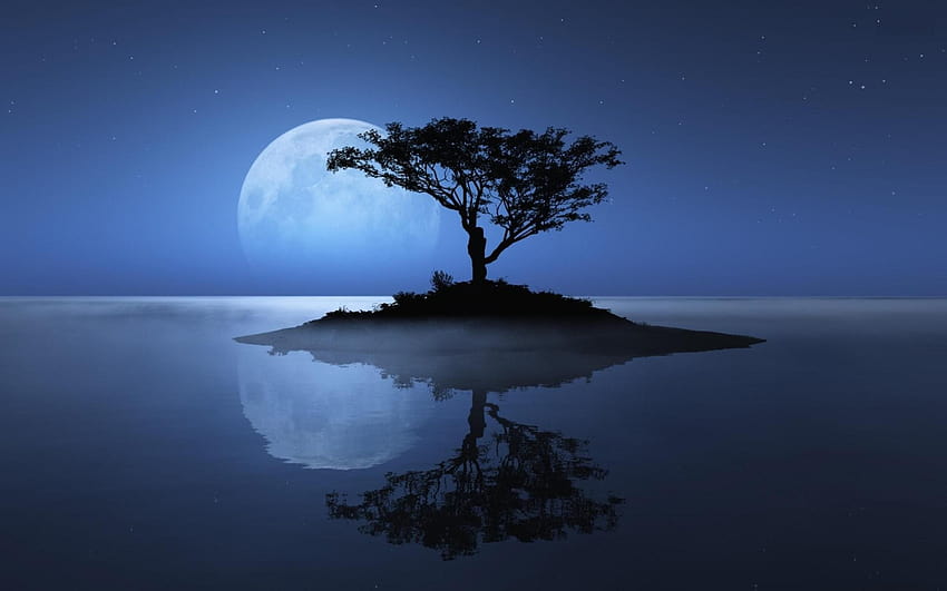 Astronomie, Lune, Nuit, Extérieur, Espace extra-atmosphérique redimensionné par Ze, petite île Fond d'écran HD