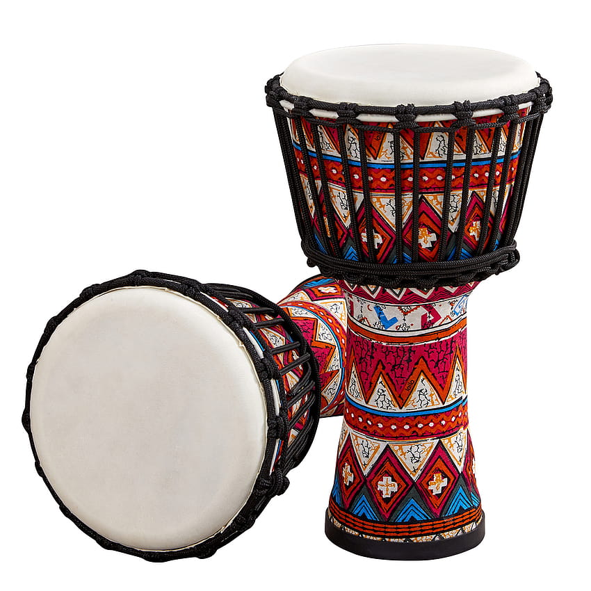 8-инчов преносим африкански барабан джембе ръчен барабан с цветни художествени шарки перкусионен музикален инструмент HD тапет за телефон