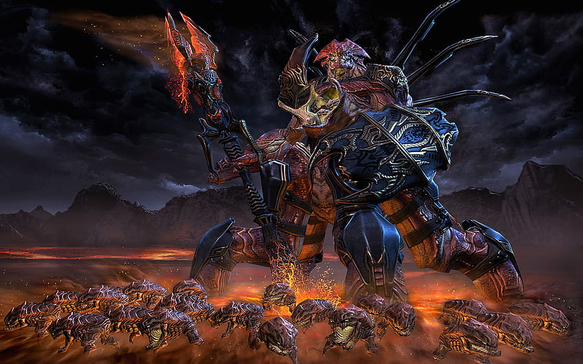 535 Demon, warrior kneeling sword fantasy HD wallpaper