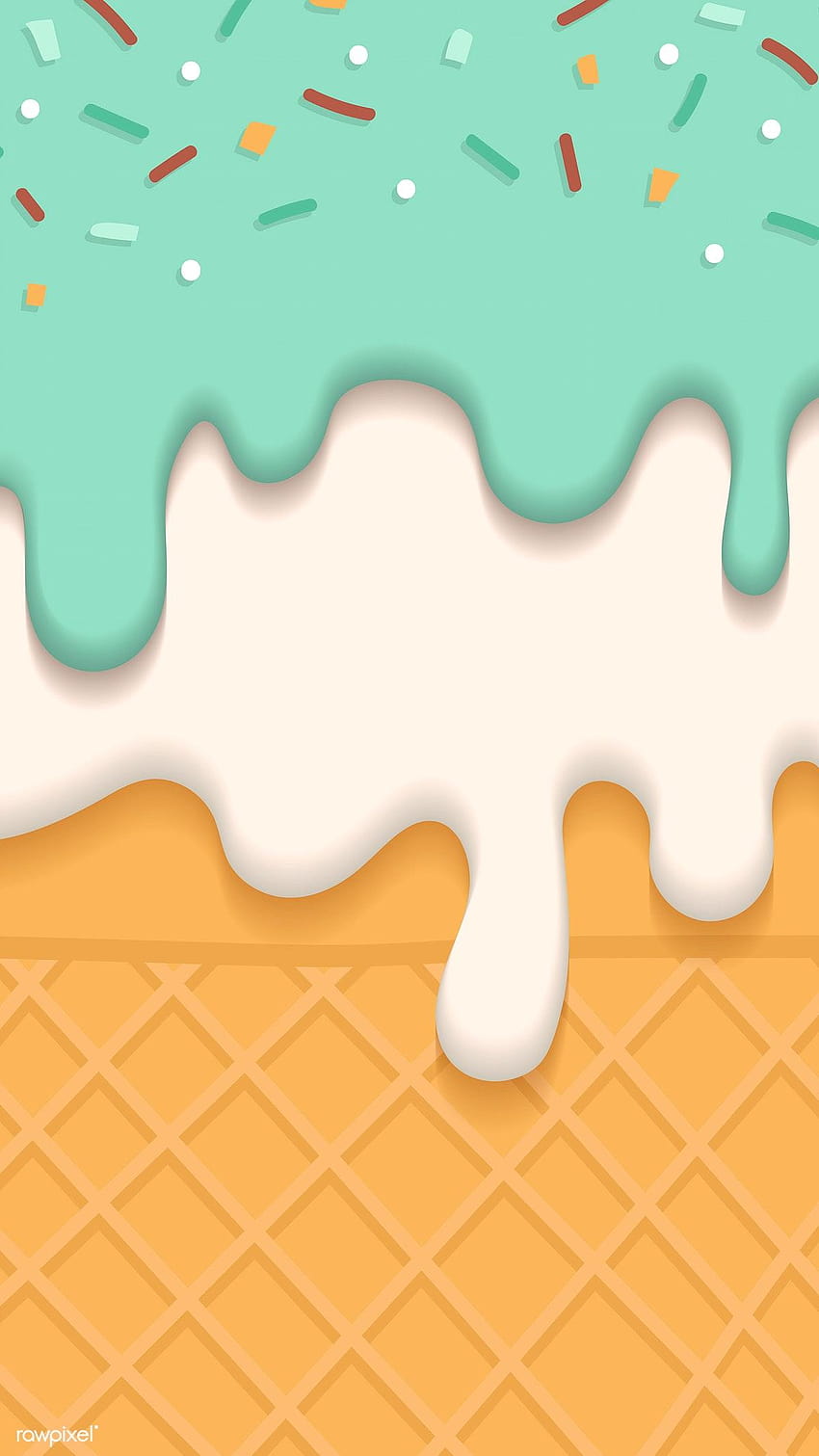 vector premium de Waffles con teléfono móvil helado cremoso, fusión de helado fondo de pantalla del teléfono