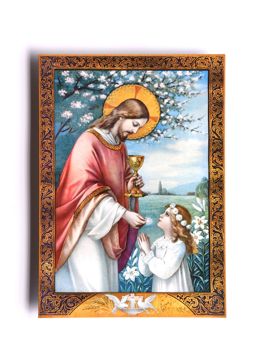 First Holy Communion Card 1st Communion Card Catholic HD phone wallpaper