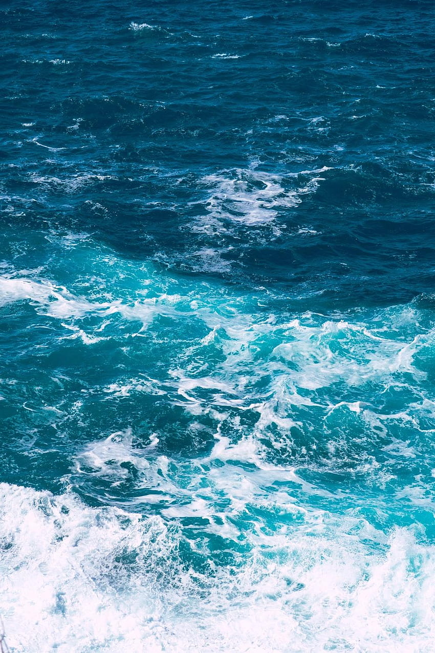 คลื่นทะเลในกราฟโฟกัสตื้น – สีน้ำเงิน น้ำทะเลสีฟ้า วอลล์เปเปอร์โทรศัพท์ HD