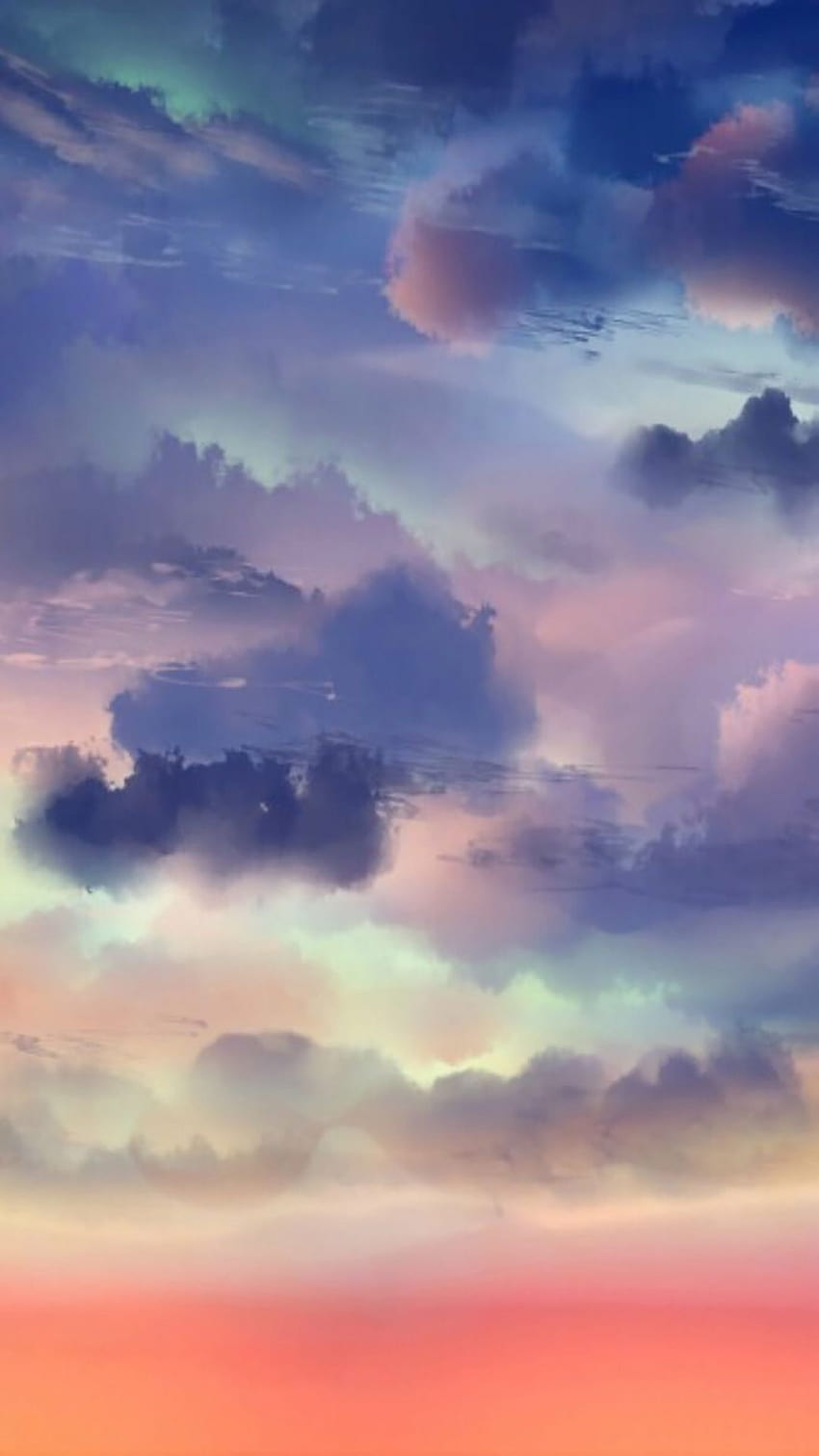 Céu colorido para Android e iPhone, nuvens de anime rosa Papel de parede de celular HD