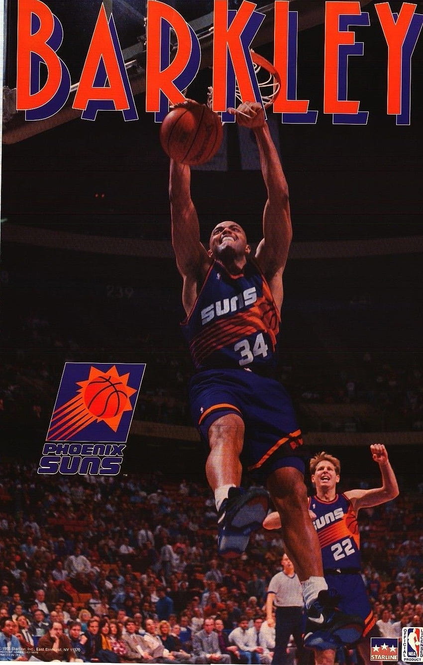 CARTEL DE STARLINE ~ Charles Barkley 1993 Phoenix Suns Vintage NBA, nba vintage fondo de pantalla del teléfono