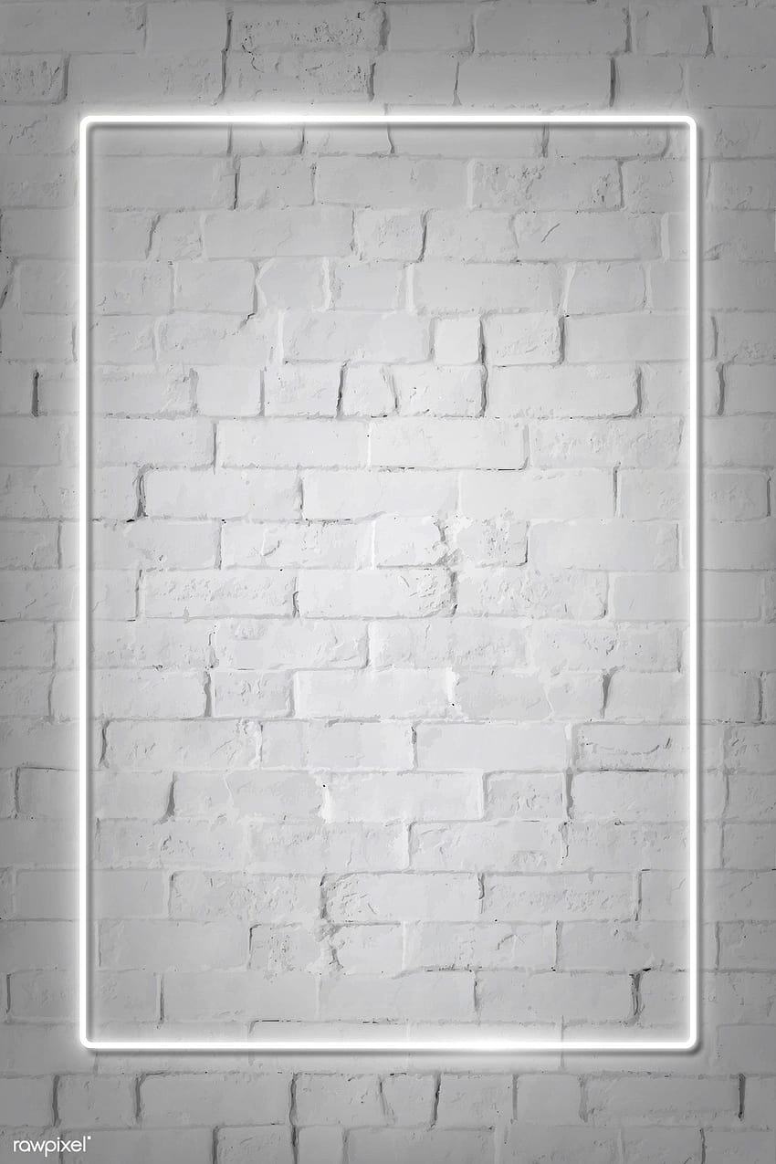 premium vector of Rectangle white neon frame on a white brick, neon white HD phone wallpaper
