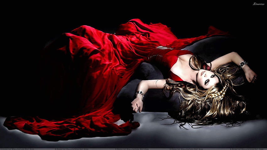 Beautiful Pose Of Sarah Brightman Laying In Long Red Dress HD wallpaper ...