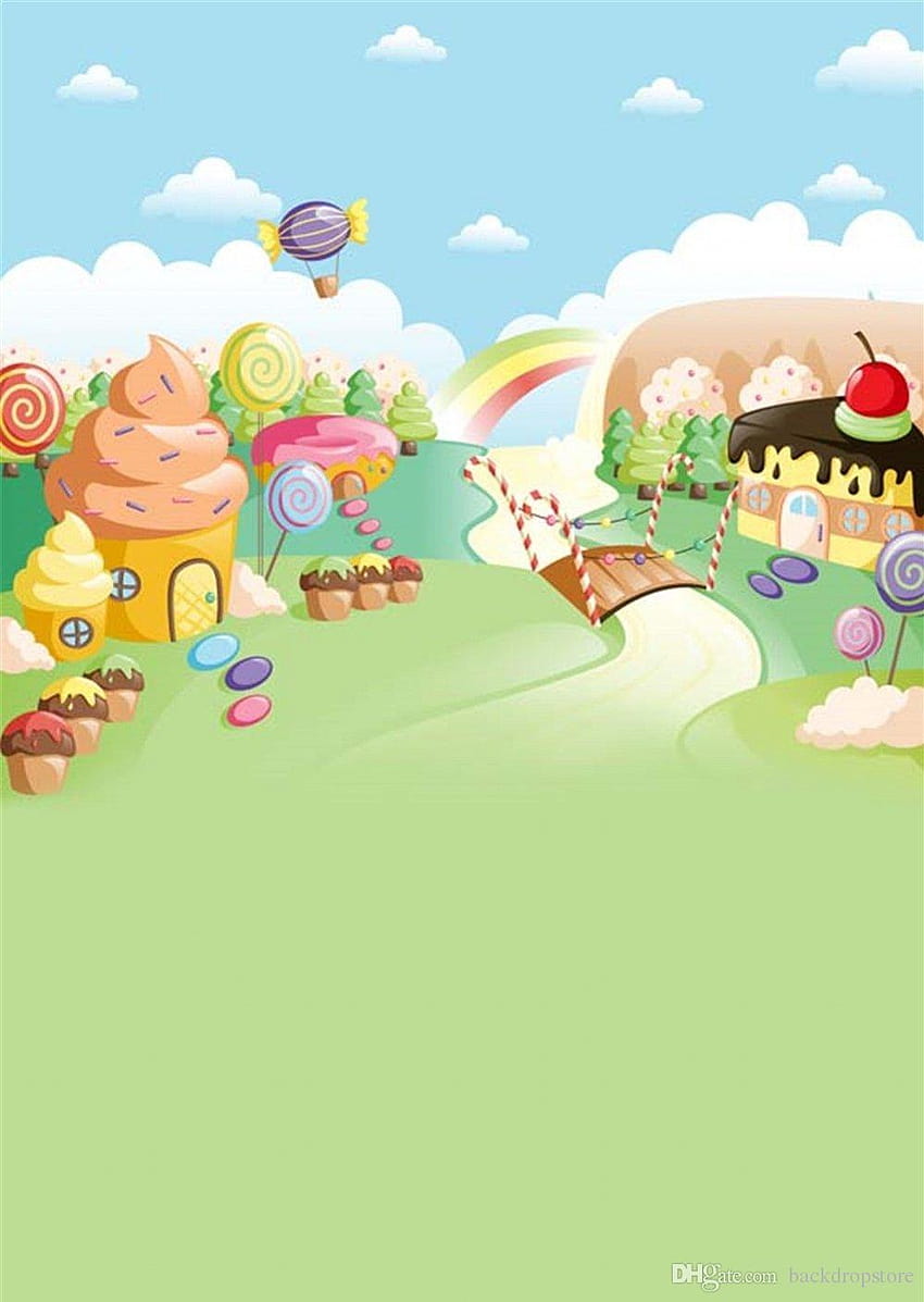 2018 Kids Cartoon Backgrounds Blue Sky Clouds Ice Cream House, kids background HD phone wallpaper
