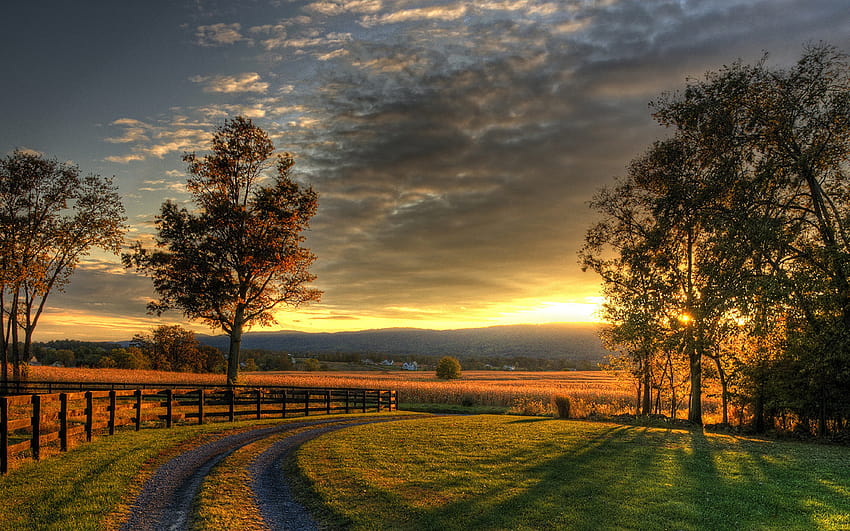 Country and Screensavers, sunset countryside HD wallpaper
