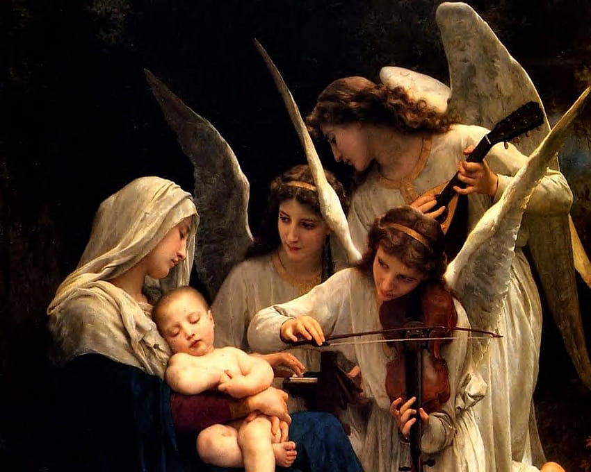 La Bienheureuse Vierge Marie et, sainte famille de noël Fond d'écran HD