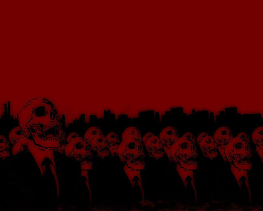 Grupo de calaveras rojas y negras, esqueletos rojos fondo de pantalla