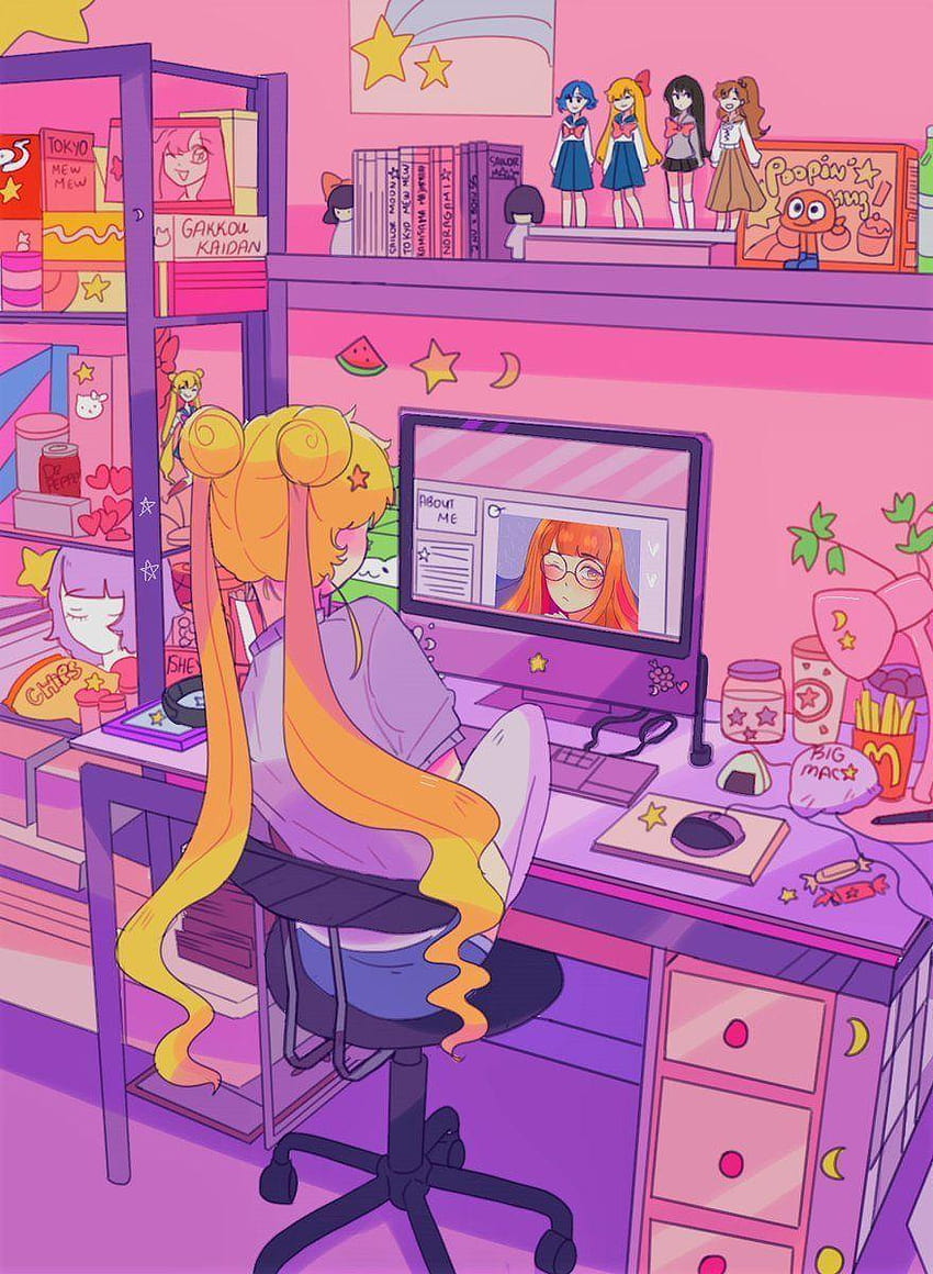 Sailor Moon, естетика прасковен ps4 HD тапет за телефон