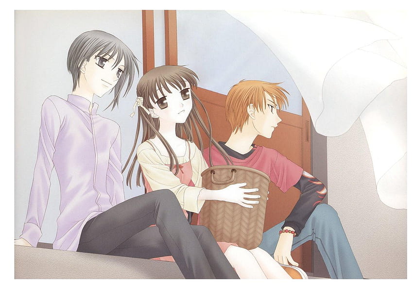 : Anime, Obstkorb, Umarmung, Kyo Sohma, Liebe, Manga, Tohru Honda HD-Hintergrundbild