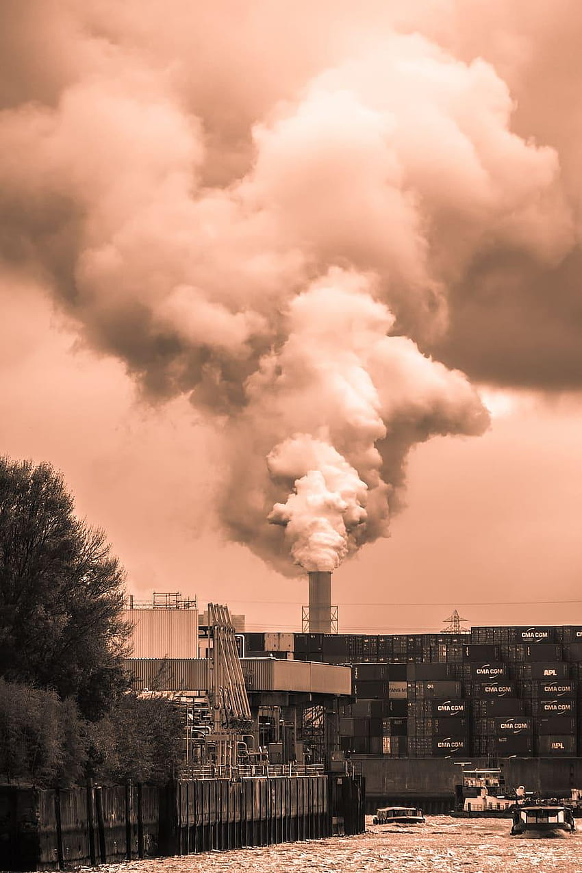 : komin, dym, przemysł, zanieczyszczenie, odpowietrznik przemysłowy Tapeta na telefon HD