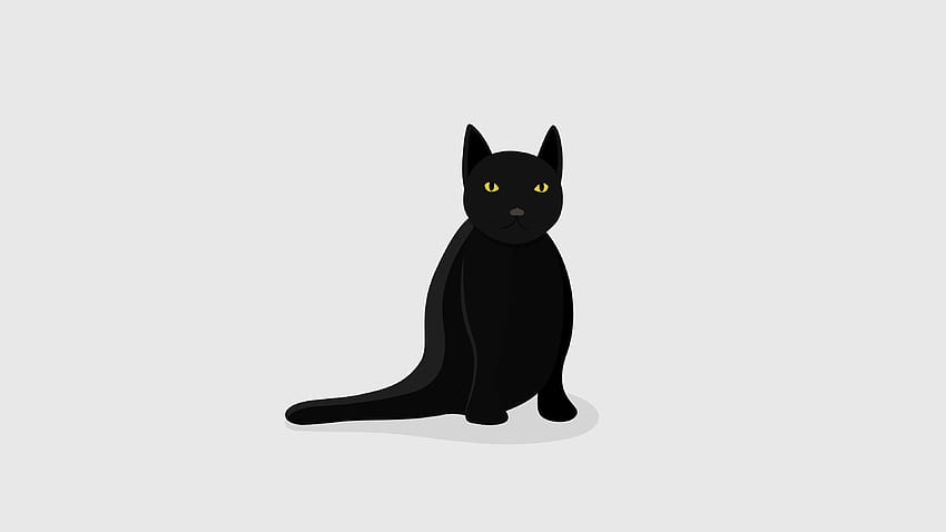 czarny kot minimalistyczny Tapeta HD