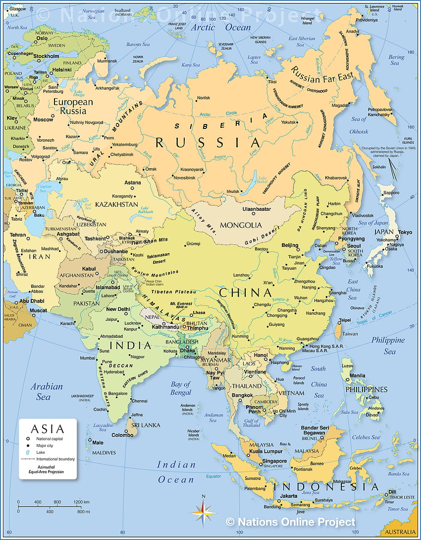 Mappa politica dell'Asia Sfondo del telefono HD