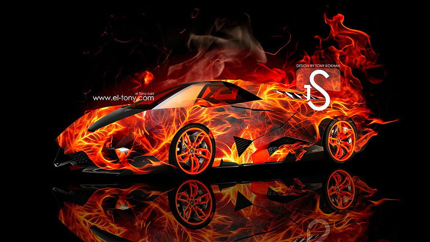 Lamborghini w ogniu, ogień lambo Tapeta HD