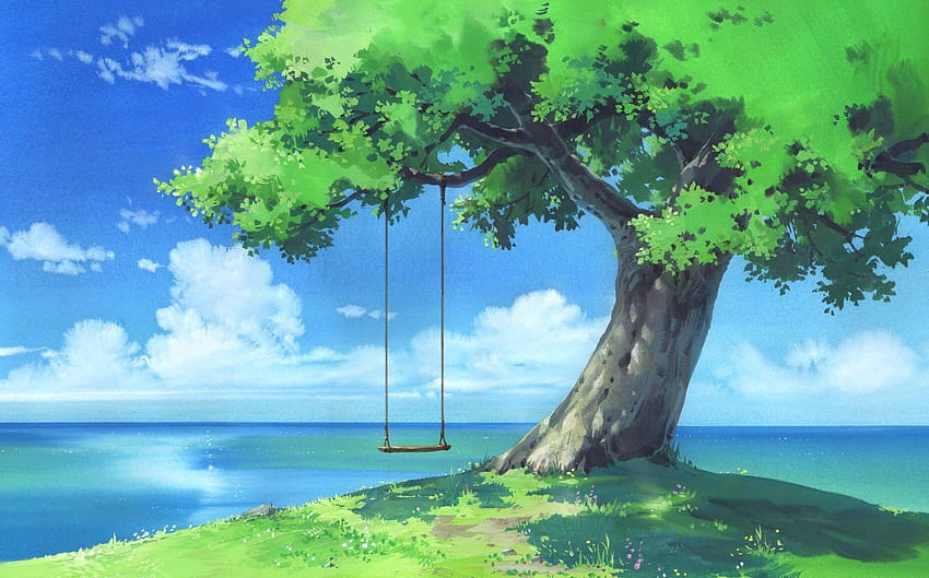 Anime Manzaraları, ağaç anime HD duvar kağıdı