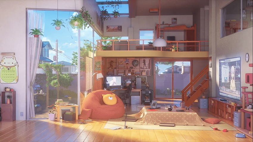 Anime Bedroom, kitchen anime art HD wallpaper